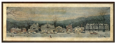Norman Rockwell Signed Print of ''Stockbridge Main Street at Christmas''